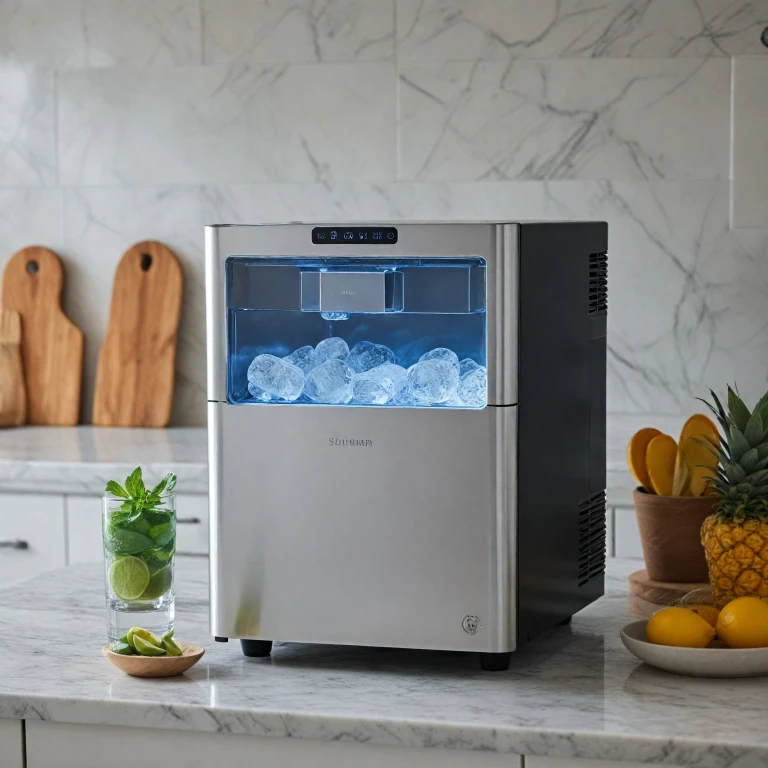 Experience the Efficiency of a 45lbs Daily Pebble Ice Maker with Self-Cleaning